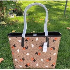 Coach City Tote In Signature Canvas With Halloween Print CW450